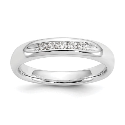 14K Weißgold Ehering mit 5 Diamanten in Kanalfassung