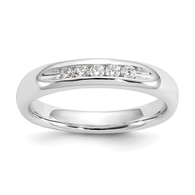 14K Weißgold Ehering mit 5 Diamanten in Kanalfassung