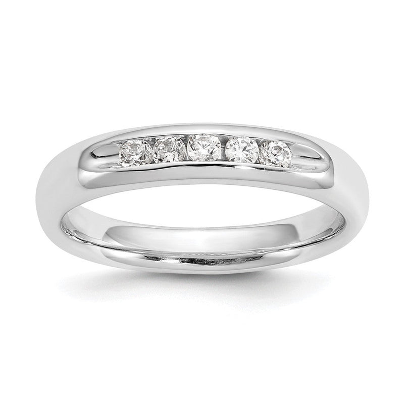 14K Weißgold Ring mit 5 Diamanten in Kanalfassung
