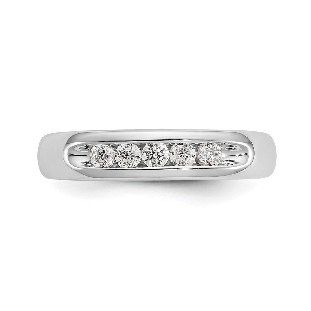 14K Weißgold Ehering mit 5 natürlichen Diamanten in Kanalfassung, 0,25 ct. Gesamtgewicht