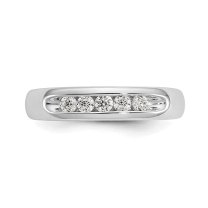 14K Weißgold Ehering mit 5 natürlichen Diamanten in Kanalfassung, 0,25 ct. Gesamtgewicht