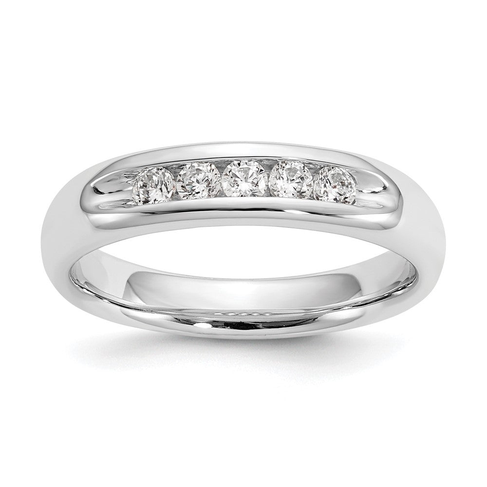 14K Weißgold Ehering mit 5 natürlichen Diamanten in Kanalfassung, 0,25 ct. Gesamtgewicht