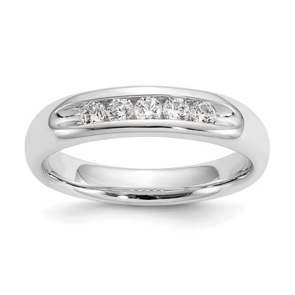 14K Weißgold Ehering mit 5 natürlichen Diamanten in Kanalfassung, 0,25 ct. Gesamtgewicht