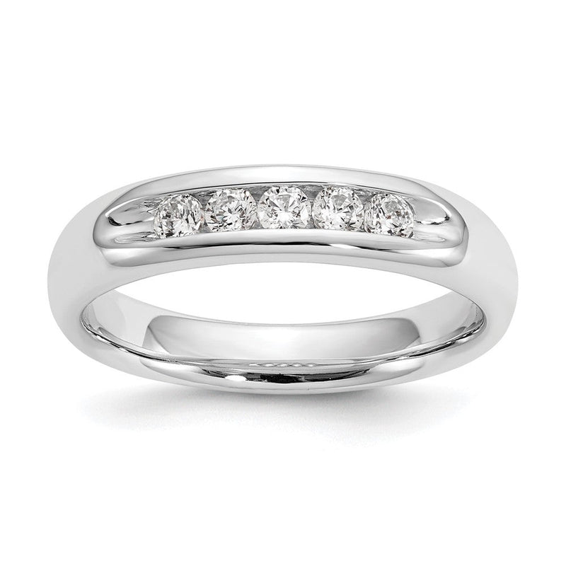 14K Weißgold Ehering mit 5 natürlichen Diamanten in Kanalfassung, 0,25 ct. Gesamtgewicht
