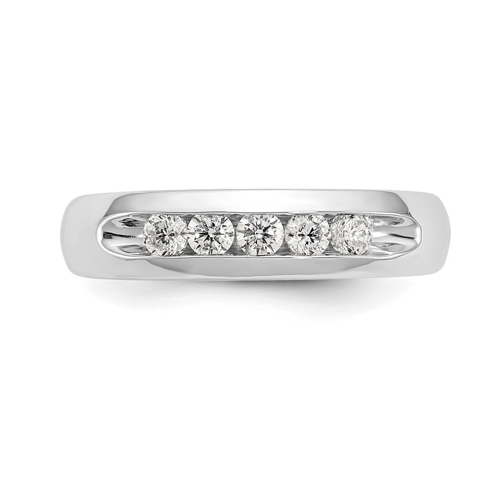 14K Weißgold Fünf-Stein-Ring mit natürlichen Diamanten in Kanalfassung
