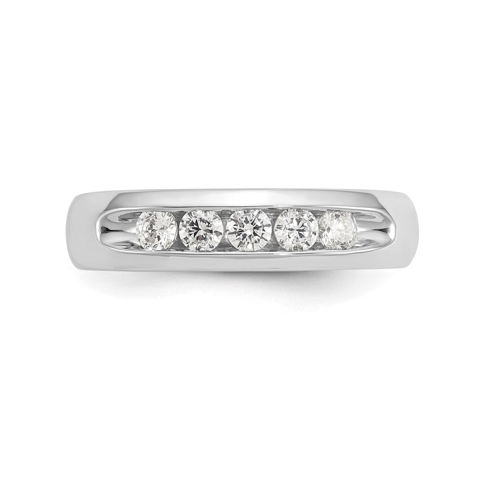 14K Weißgold Ring mit 5 natürlichen Diamanten in Kanalfassung