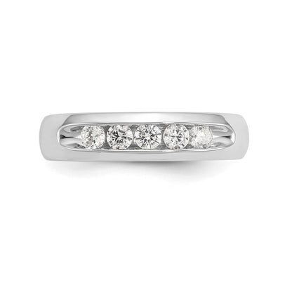 14K Weißgold Ring mit 5 natürlichen Diamanten in Kanalfassung
