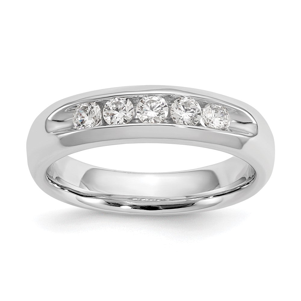 14K Weißgold Ring mit 5 natürlichen Diamanten in Kanalfassung