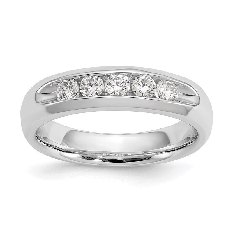 14K Weißgold Fünf-Stein Ehering mit natürlichen Diamanten, kanalgefasst