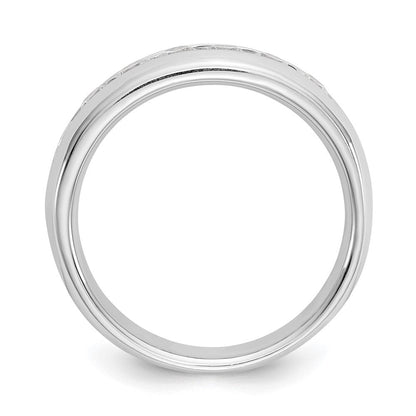 14K Weißgold Ehering mit 5 Diamanten in Kanalfassung