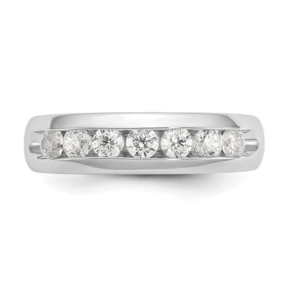14K Weißgold Ehering mit 5 Diamanten in Kanalfassung