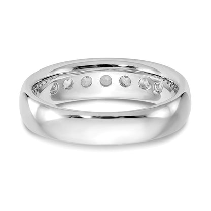 14K Weißgold Ehering mit 5 Diamanten in Kanalfassung