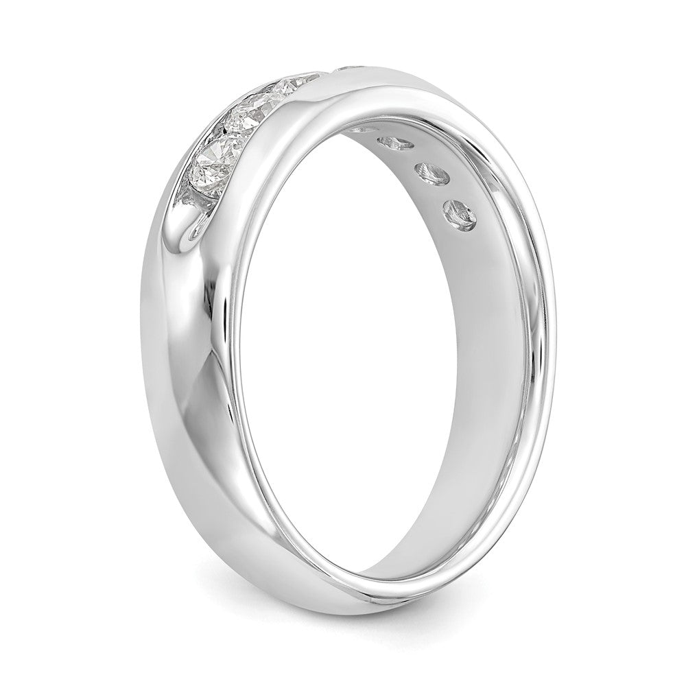 14K Weißgold Ehering mit 5 Diamanten in Kanalfassung