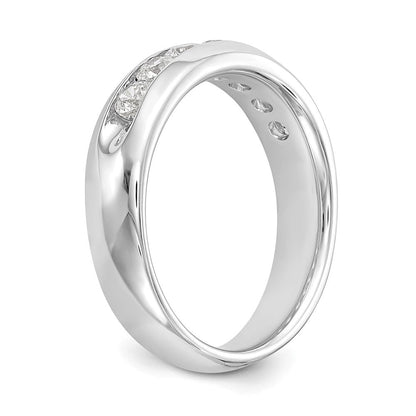 14K Weißgold Ehering mit 5 Diamanten in Kanalfassung