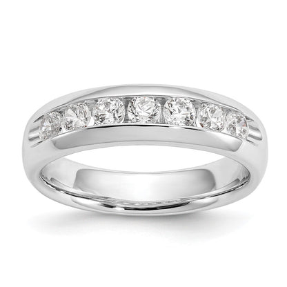 14K Weißgold Ehering mit 5 Diamanten in Kanalfassung
