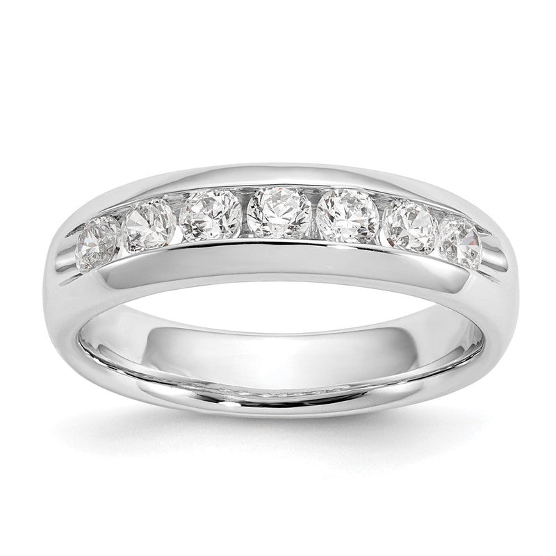 14K Weißgold Ehering mit 5 Diamanten in Kanalfassung