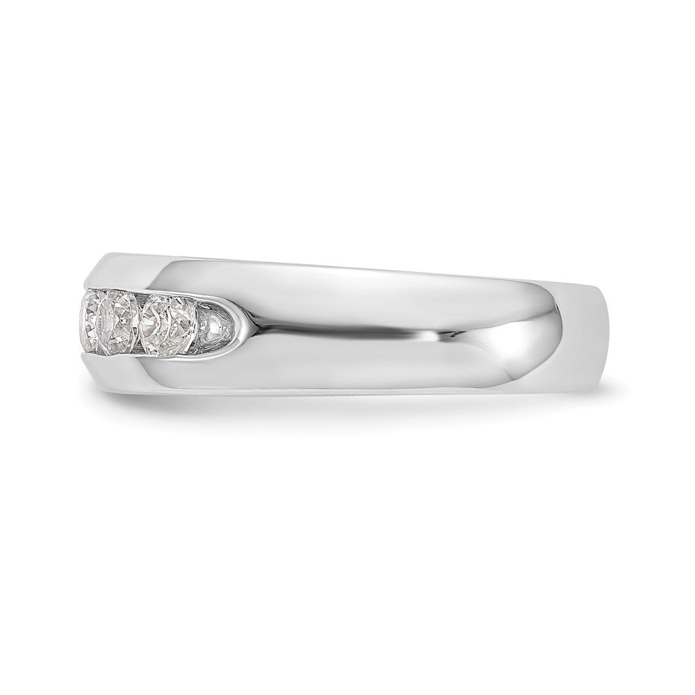 14K Weißgold Ehering mit 5 Diamanten in Kanalfassung