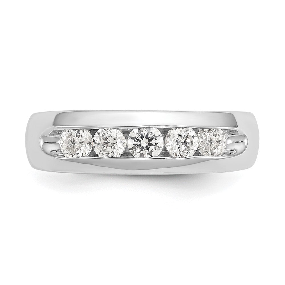 14K Weißgold Ehering mit 5 Diamanten in Kanalfassung