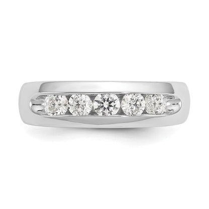 14K Weißgold Ehering mit 5 Diamanten in Kanalfassung