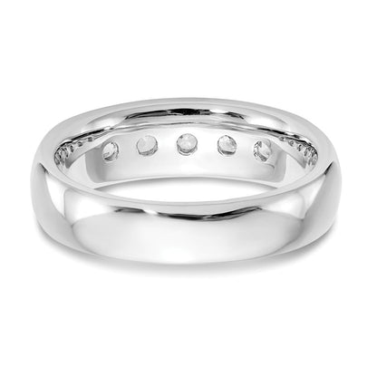 14K Weißgold Ehering mit 5 Diamanten in Kanalfassung