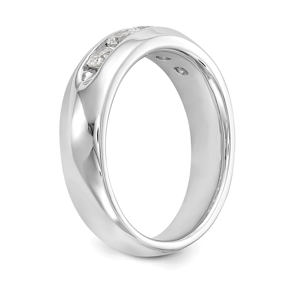 14K Weißgold Ehering mit 5 Diamanten in Kanalfassung