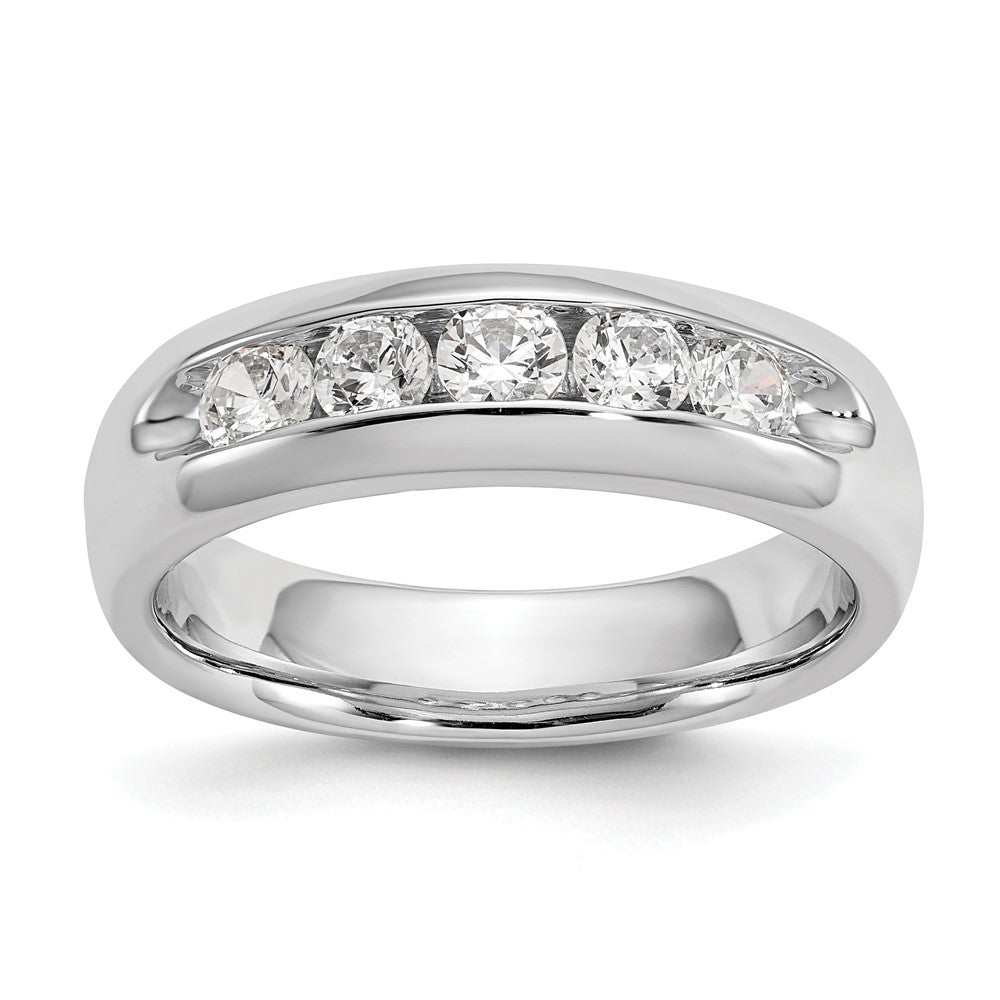 14K Weißgold Ehering mit 5 Diamanten in Kanalfassung