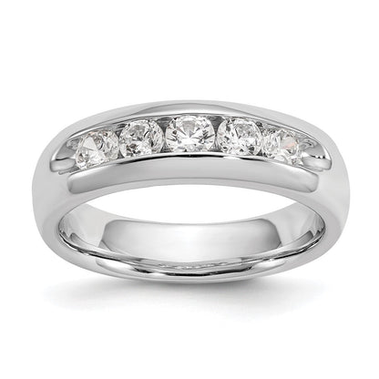 14K Weißgold Ehering mit 5 Diamanten in Kanalfassung