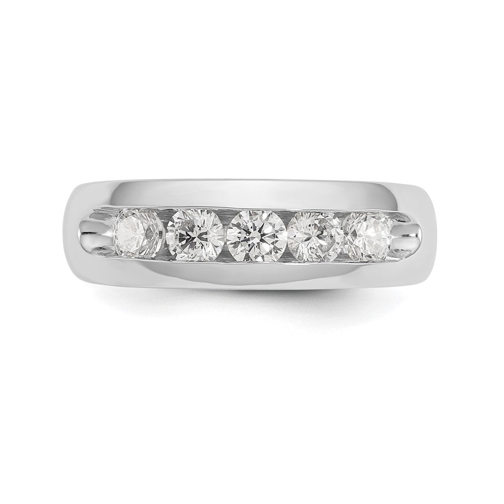 14K Weißgold Ehering mit 5 natürlichen Diamanten in Kanalfassung, 0,765 ct Gesamtgewicht