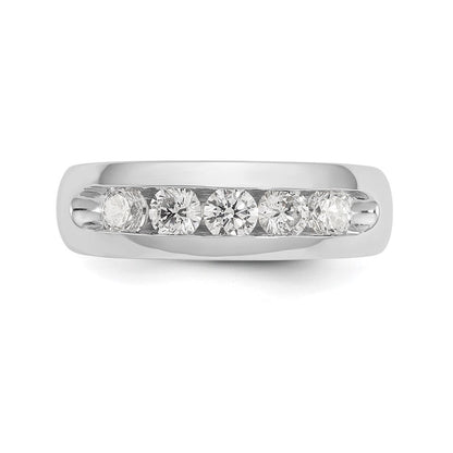 14K Weißgold Ehering mit 5 natürlichen Diamanten in Kanalfassung, 0,765 ct Gesamtgewicht