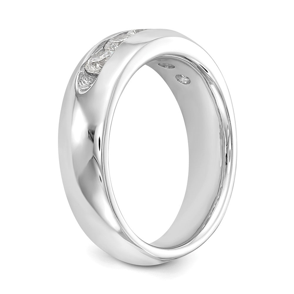 14K Weißgold Ehering mit 5 natürlichen Diamanten in Kanalfassung, 0,765 ct Gesamtgewicht