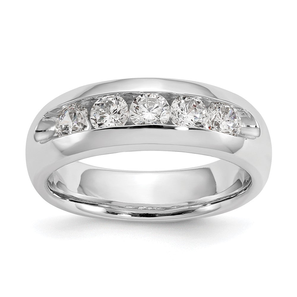 14K Weißgold Ehering mit 5 natürlichen Diamanten in Kanalfassung, 0,765 ct Gesamtgewicht