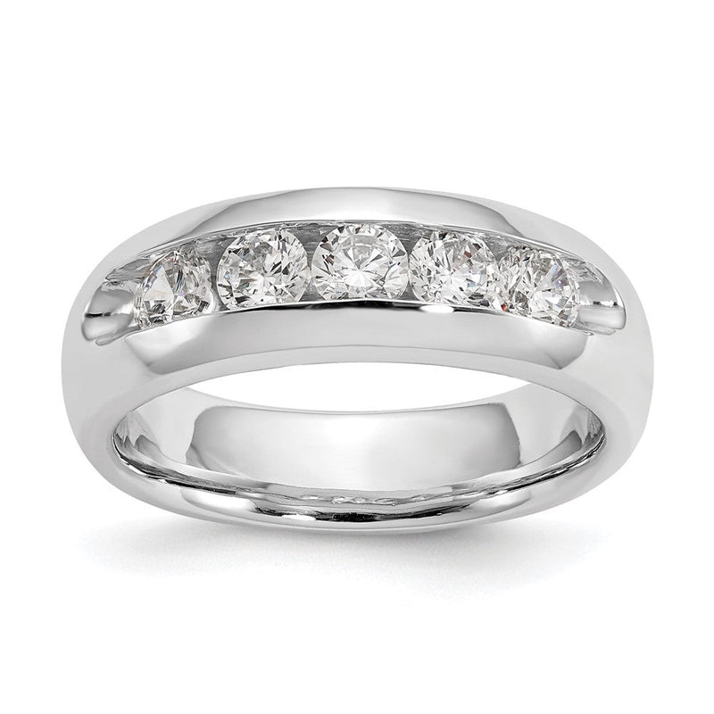 14K Weißgold Ehering mit 5 natürlichen Diamanten in Kanalfassung, 0,765 ct Gesamtgewicht