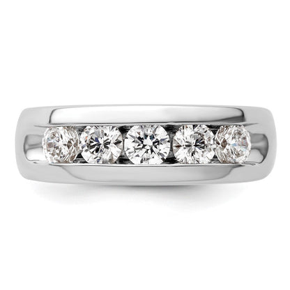 14K Weißgold 5 Stein 1 Karat Rund Diamant Komplett Kanalfassung Ring