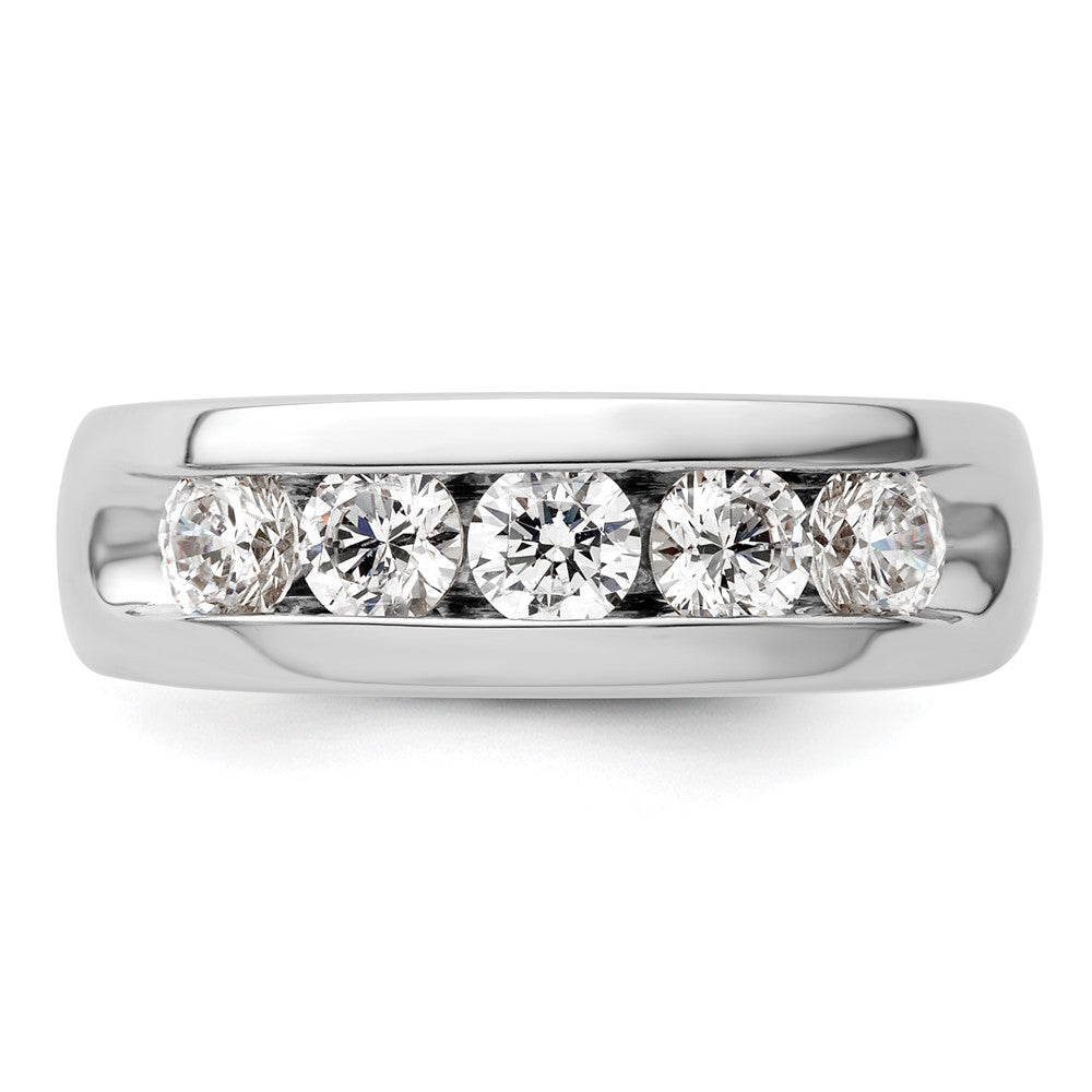 14K Weißgold Ehering mit 5 natürlichen Diamanten, kanalgefasst, 0,985 ct. Gesamtgewicht