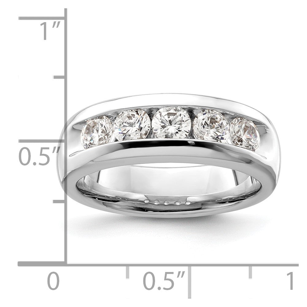 14K Weißgold Ring mit 5 natürlichen Diamanten in Kanalfassung