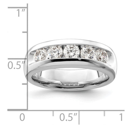 14K Weißgold Ring mit 5 natürlichen Diamanten in Kanalfassung