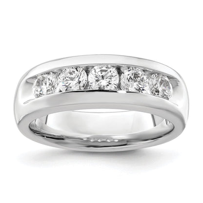 14K Weißgold 5 Stein 1 Karat Rund Diamant Komplett Kanalfassung Ring