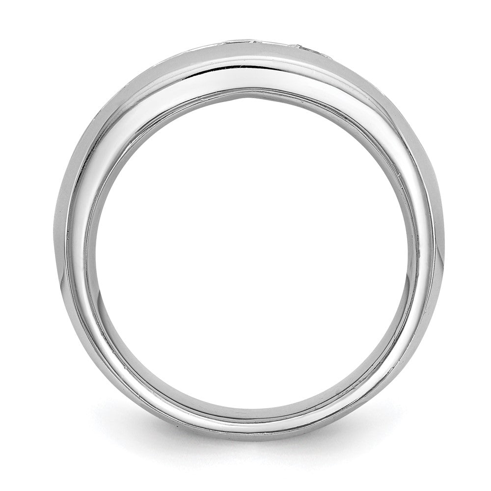 14K Weißgold Ehering mit 5 natürlichen Diamanten, kanalgefasst