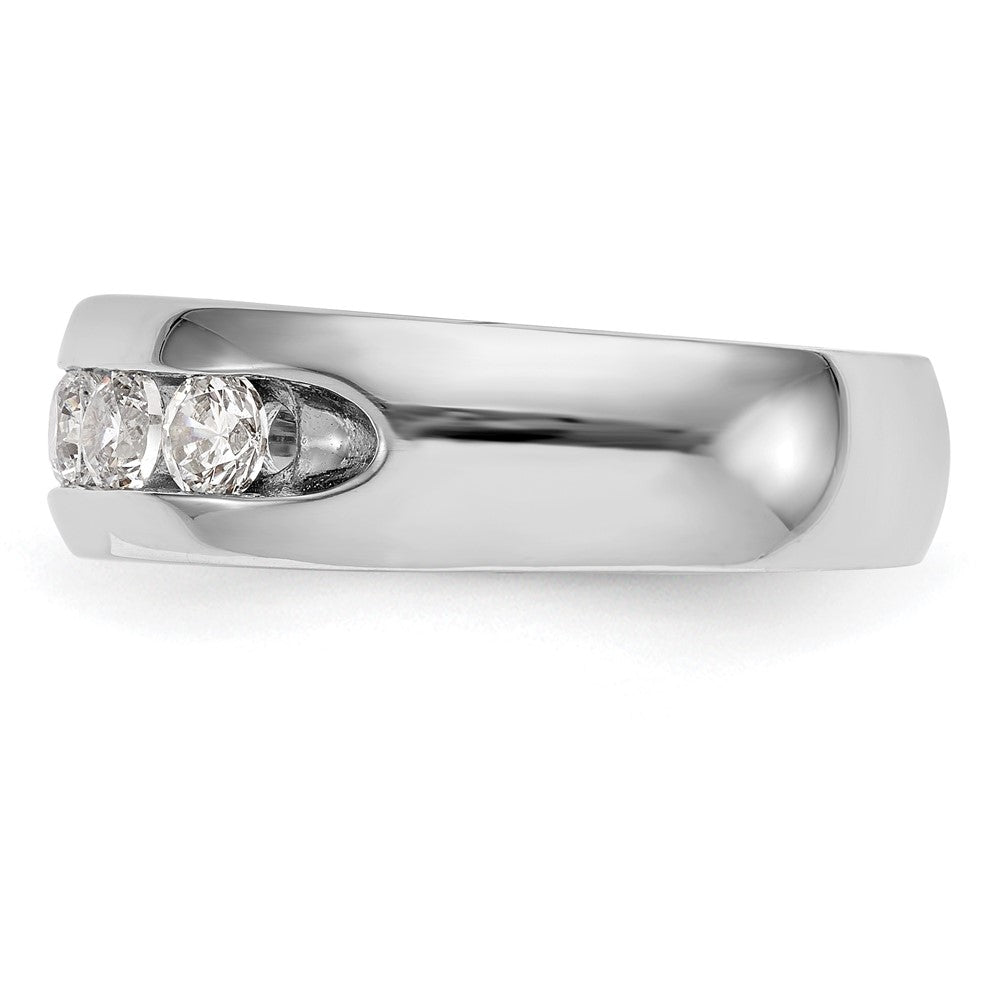 14K Weißgold Ehering mit 5 natürlichen Diamanten, kanalgefasst