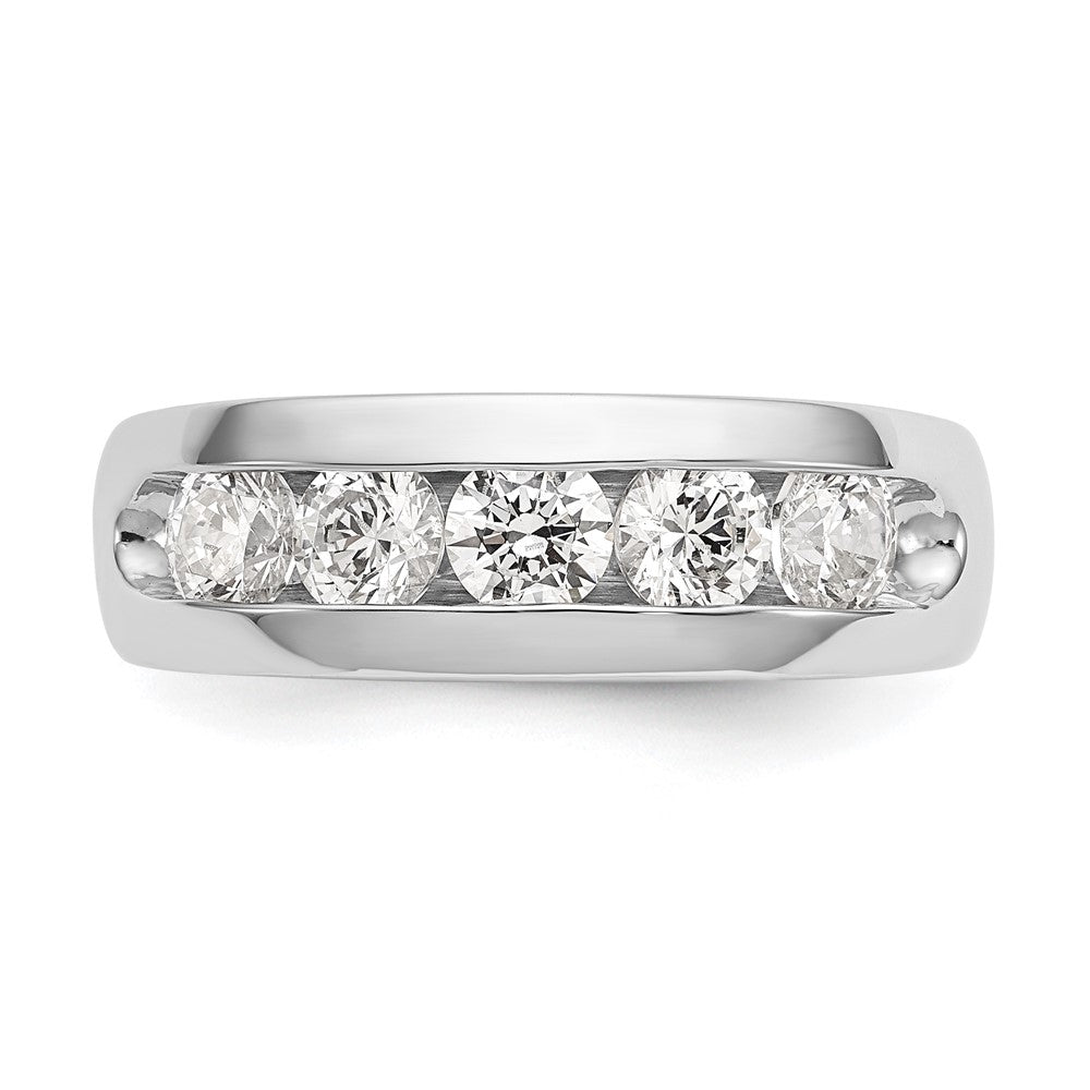 14K Weißgold Ehering mit 5 natürlichen Diamanten, kanalgefasst