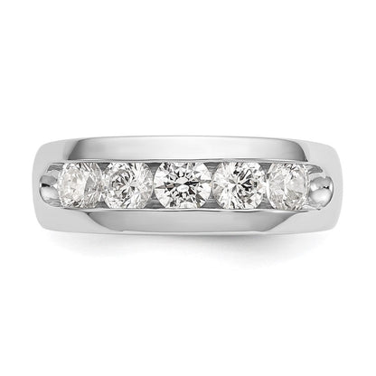 14K Weißgold Ehering mit 5 natürlichen Diamanten, kanalgefasst