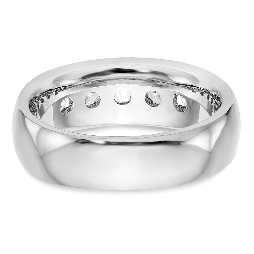 14K Weißgold Ehering mit 5 natürlichen Diamanten, kanalgefasst