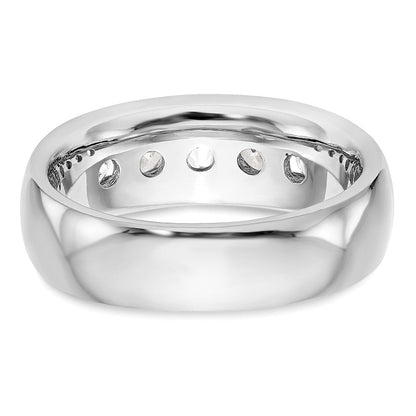 14K Weißgold Ehering mit 5 natürlichen Diamanten, kanalgefasst