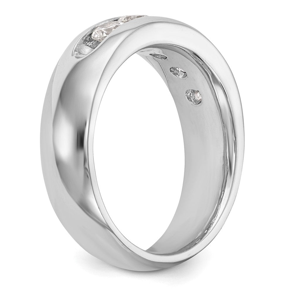 14K Weißgold Ehering mit 5 natürlichen Diamanten, kanalgefasst