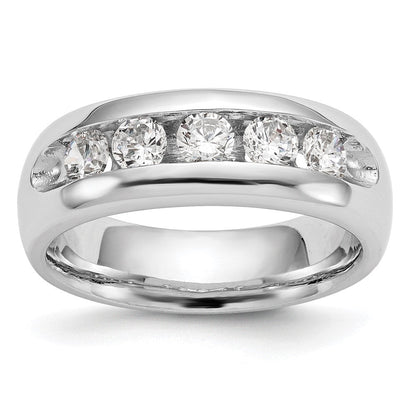 14K Weißgold Ehering mit 5 natürlichen Diamanten, kanalgefasst