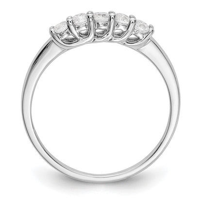 14K Weißgold Ring mit 5 echten Diamanten