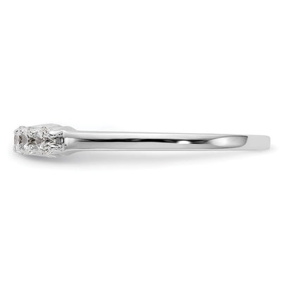14K Weißgold Ring mit 5 echten Diamanten