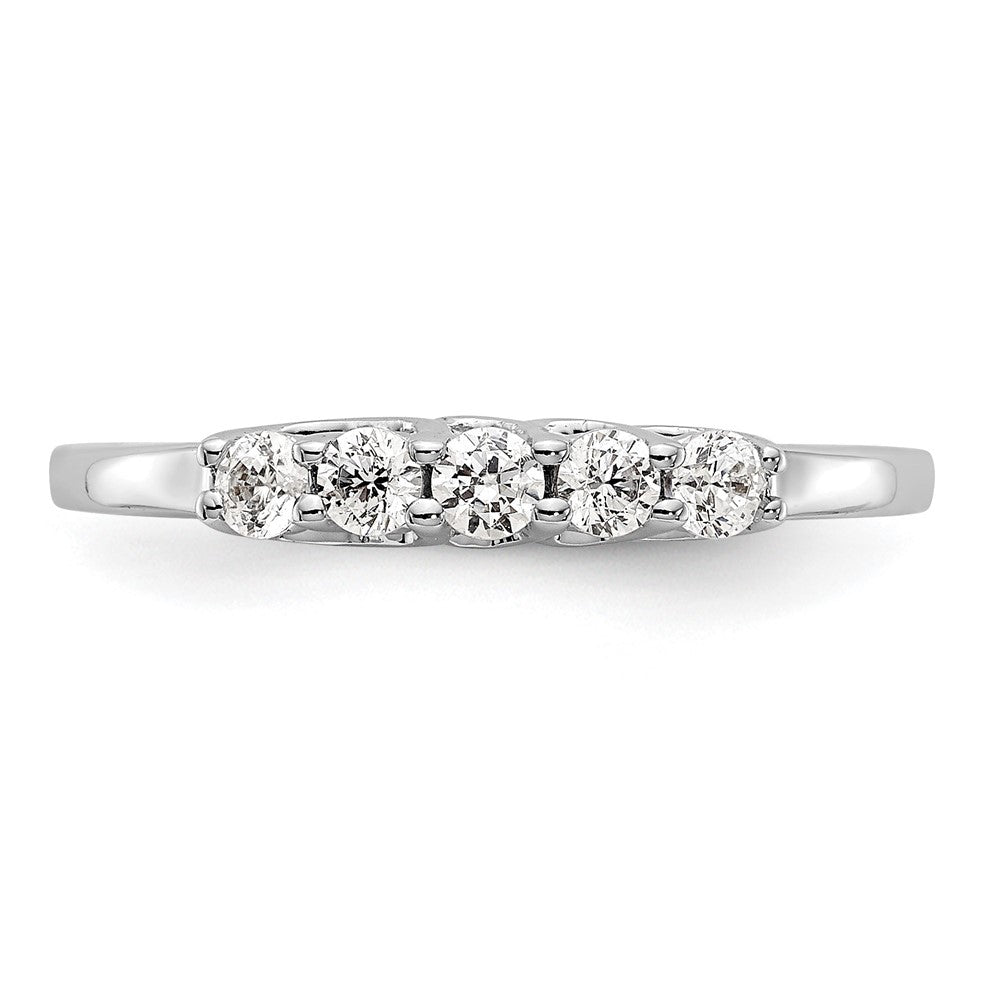 14K Weißgold Ring mit 5 echten Diamanten