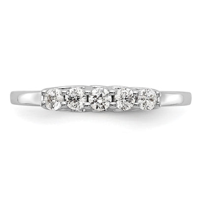 14K Weißgold Ring mit 5 echten Diamanten