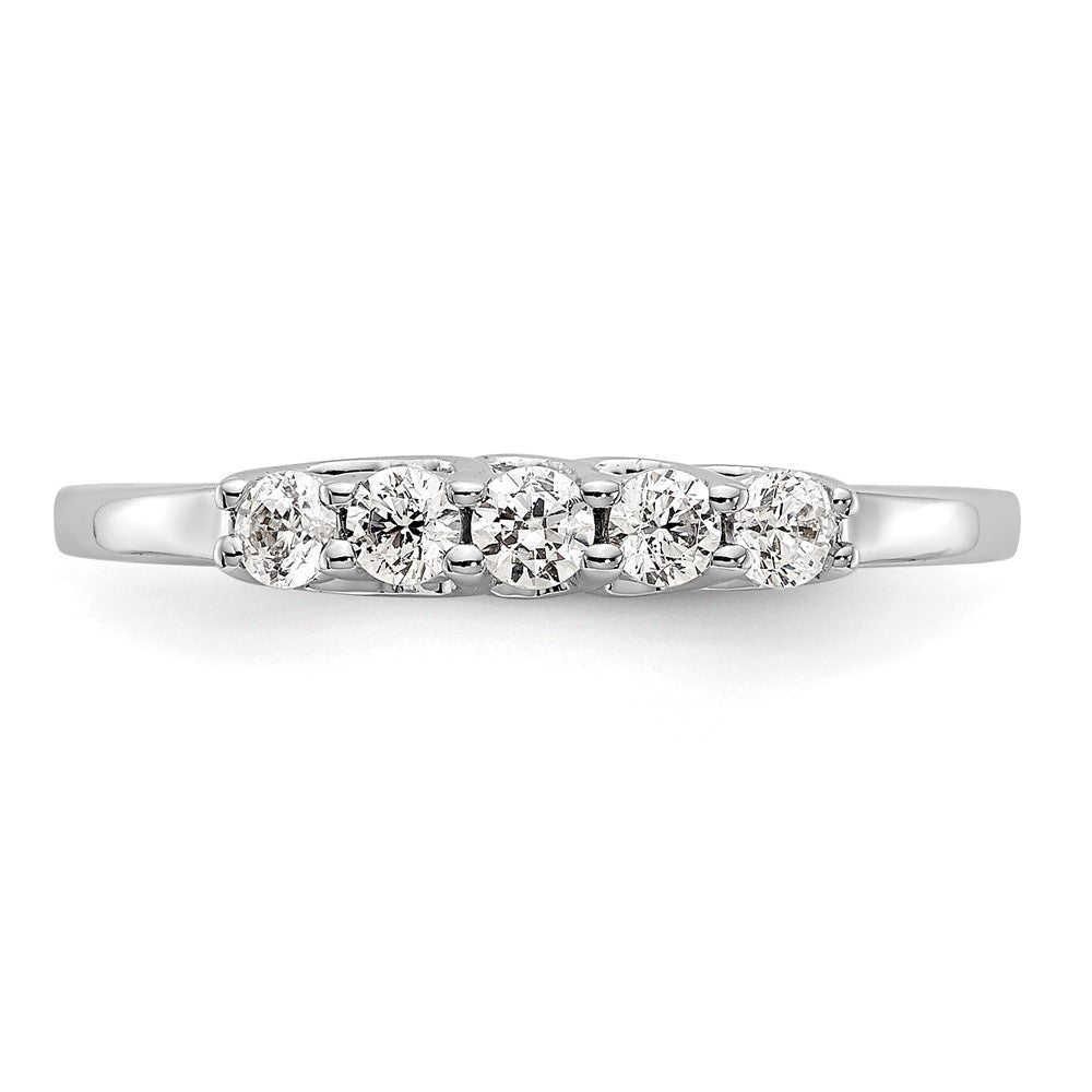 585 Weißgold 5-Stein-Ring mit natürlichen Diamanten